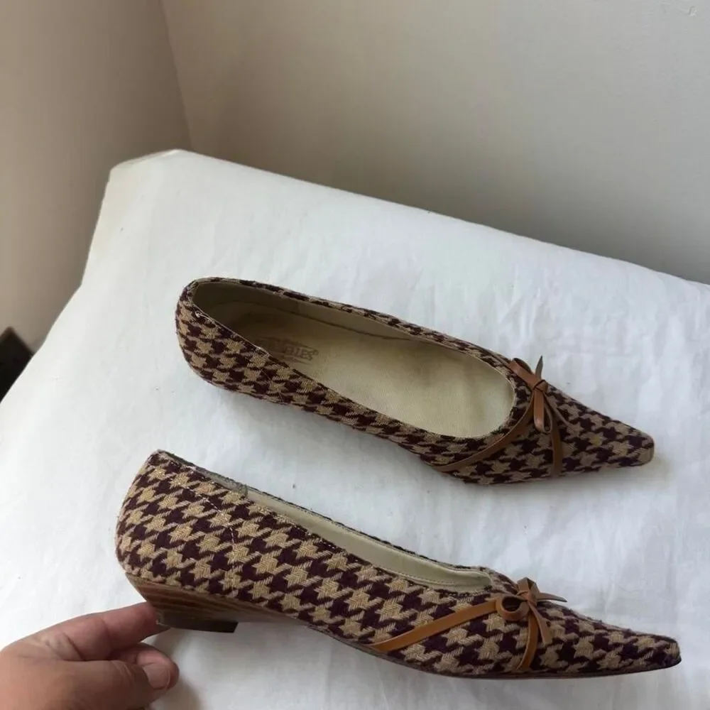 Vintage Y2K Seychelles Soft Style Houndstooth Bow Pumps – Size 6